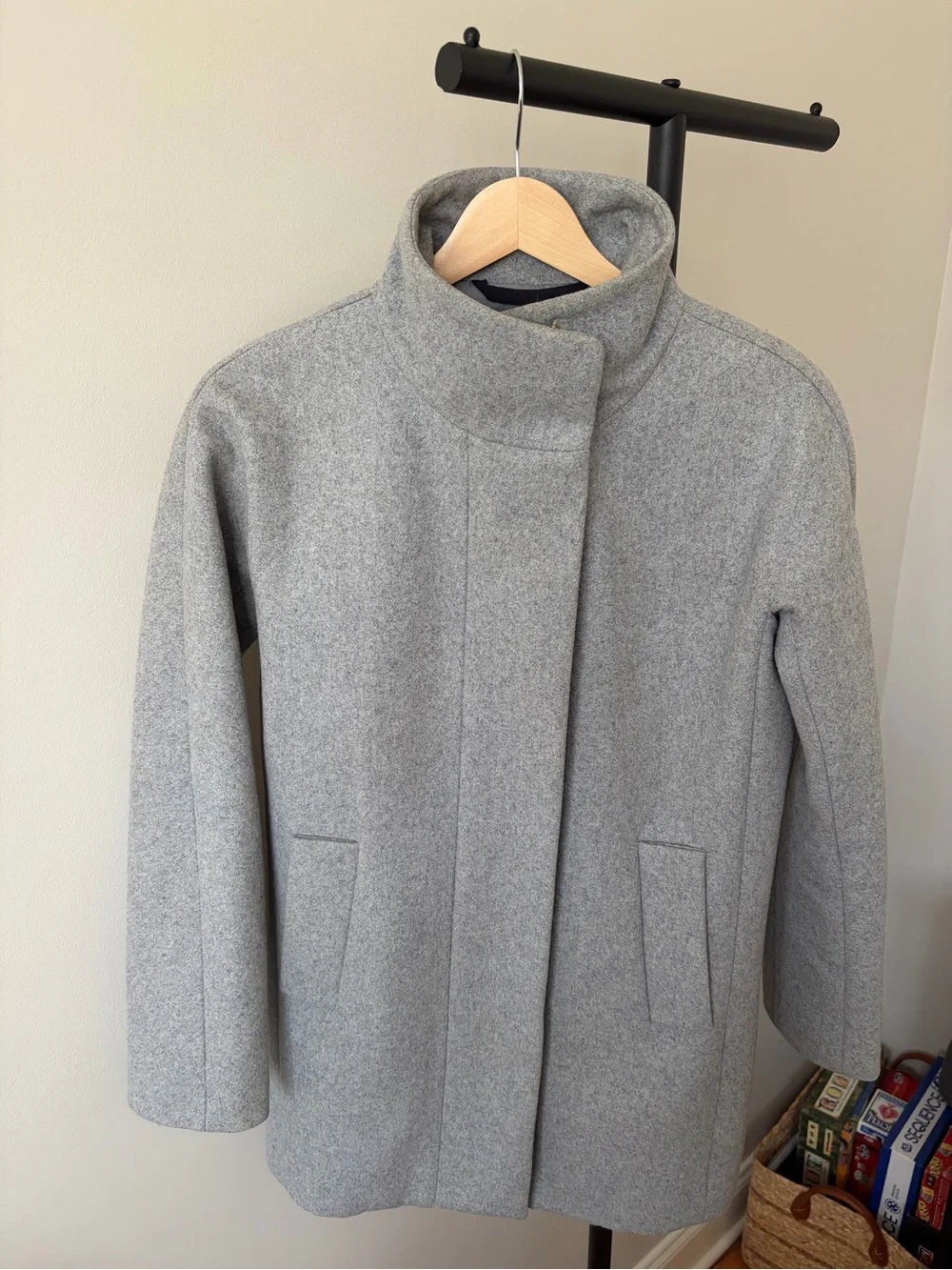 J. Crew Light Gray Wool-Blend Stand-Collar Pea Coat - Picture 2 of 4